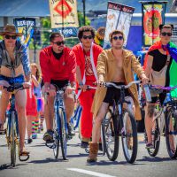 Bike Lineup - A very Reservoir Dogs looking bike lineup in the 2013 LGBT Price March in Salt Lake City, Utah. June 2, 2013 | Blurbomat.com