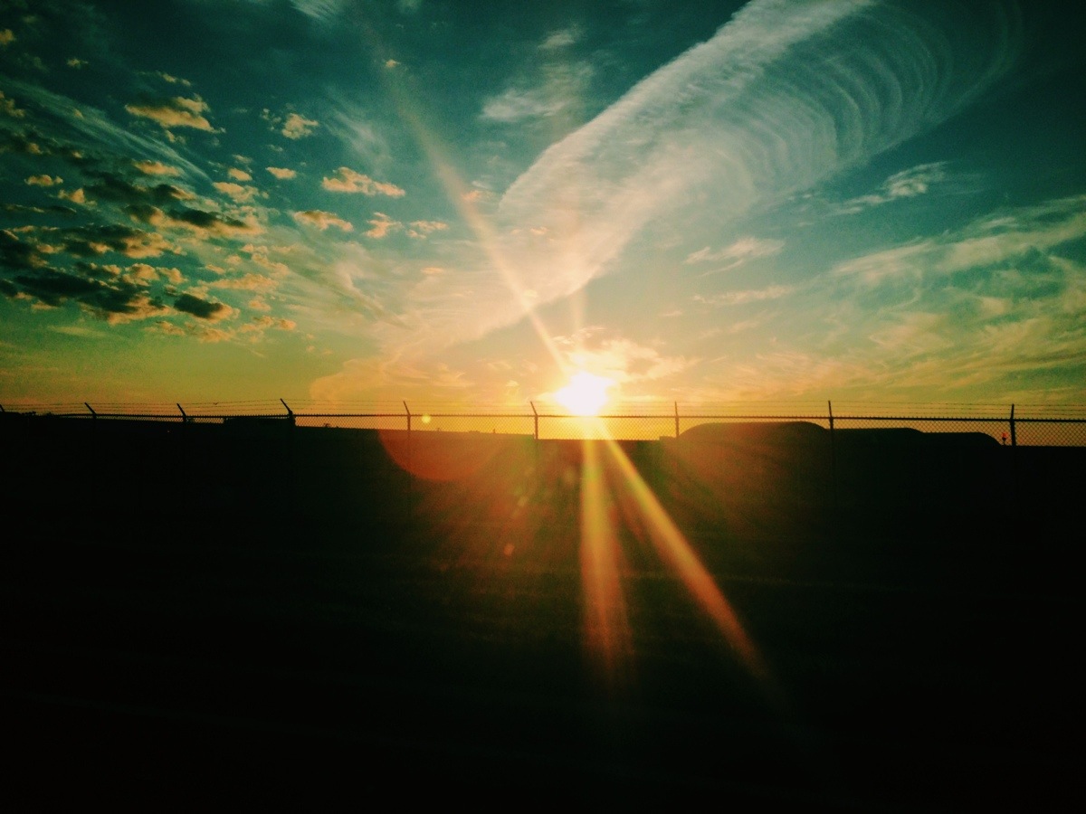 Airport ride at sunrise