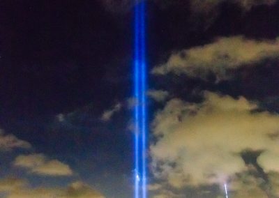 9/11 Tribute for 2014. The Freedom Tower is on the right. The height of the lights are hard to grasp until you see it in person. | shot by Jon Armstrong for Blurbomat.com